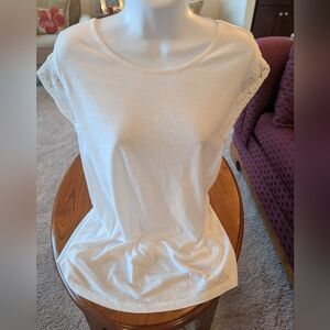 Lauren Ralph Lauren Woman White Top With Embroidered Short Sleeves, Size 3X, NEW